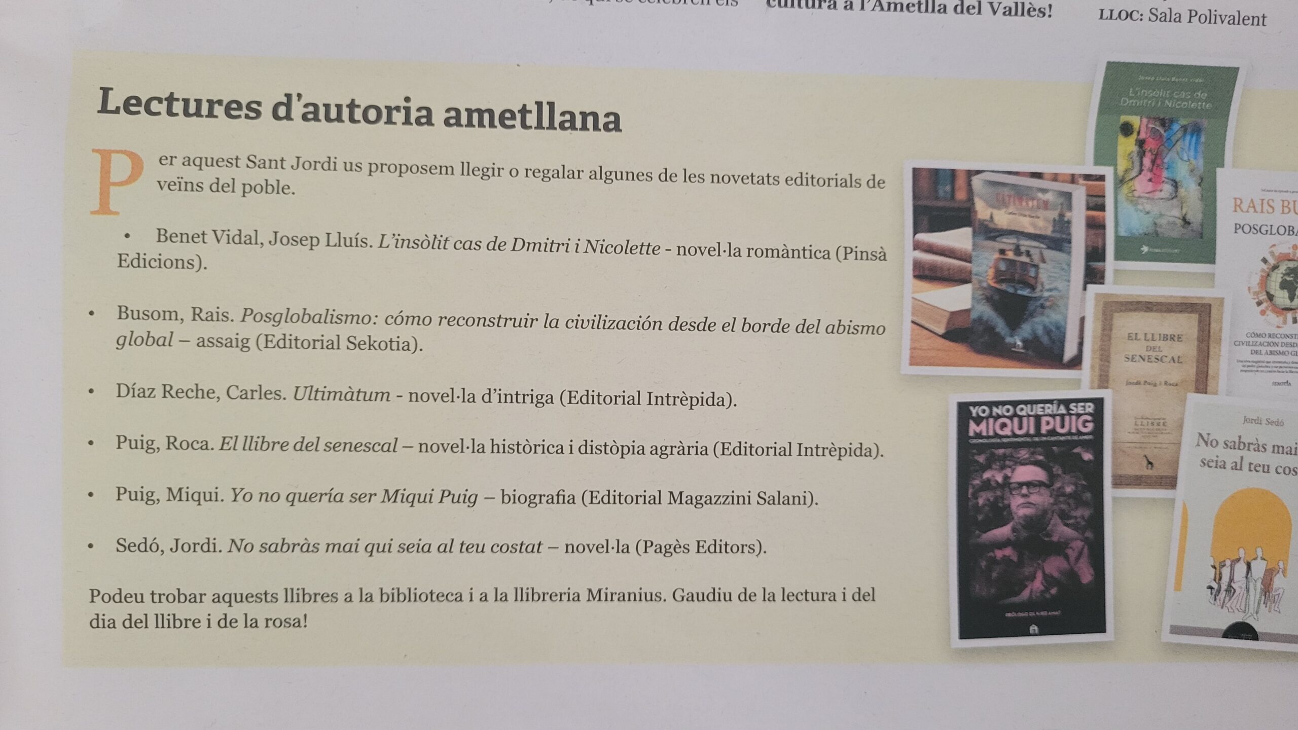 Diari de l'Ametlla i llibres Ametllatans